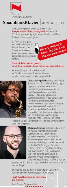Flyer Saxophonkonzert