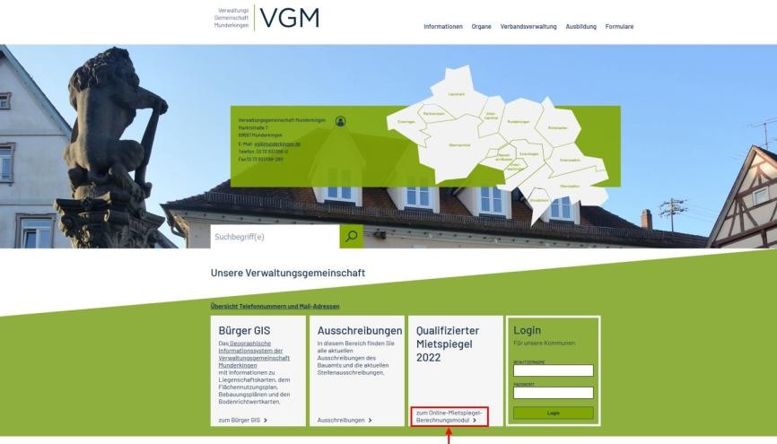 Startseite der Verwaltungsgemeinschaft Munderkingen