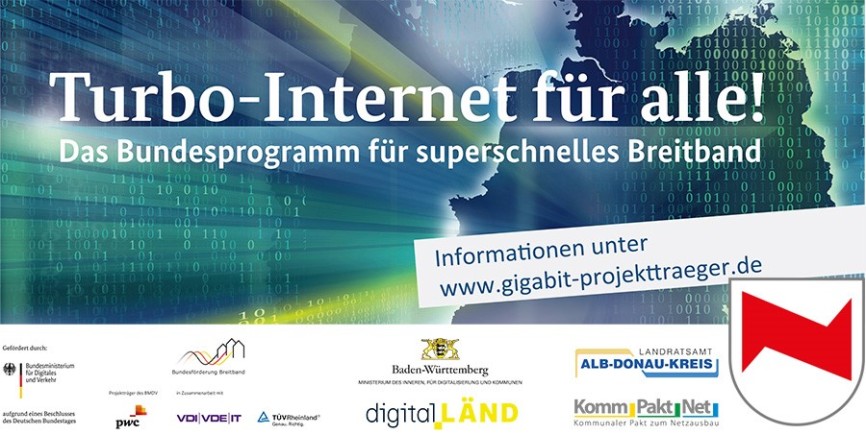 Banner zur Förderung des Breitbandausbaus weiße Flecken