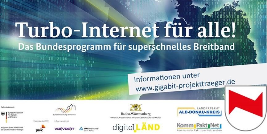 Banner zur Förderung des Breitbandausbaus weiße Flecken