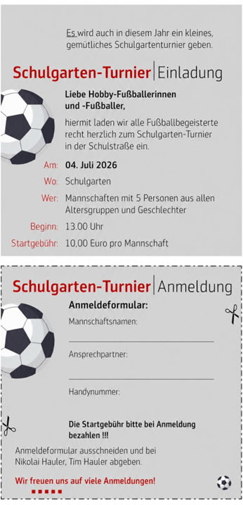 Anmeldeformular Schulgarten-Turnier