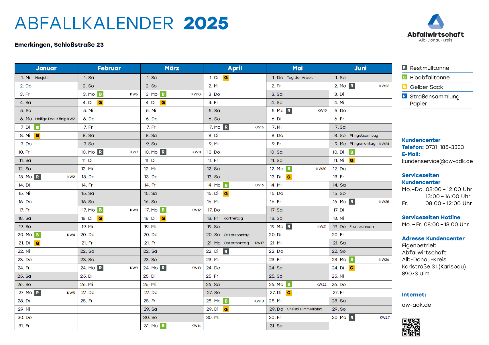 Abfallkalender 2025