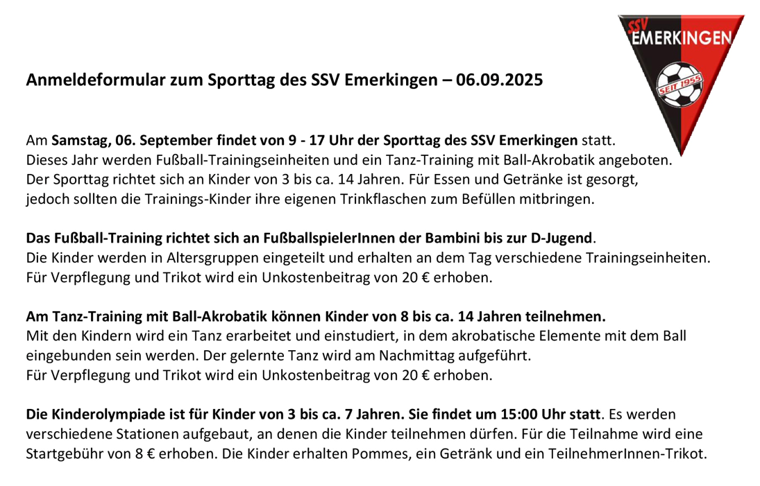 Bild mit Beschreibung des Sporttages
